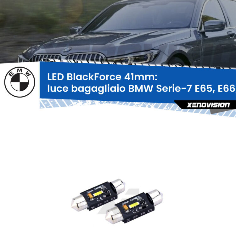 <strong>LED luce bagagliaio 41mm per BMW Serie-7</strong> E65, E66, E67 2001 - 2008. Coppia lampadine <strong>C5W</strong>modello BlackForce Xenovision.