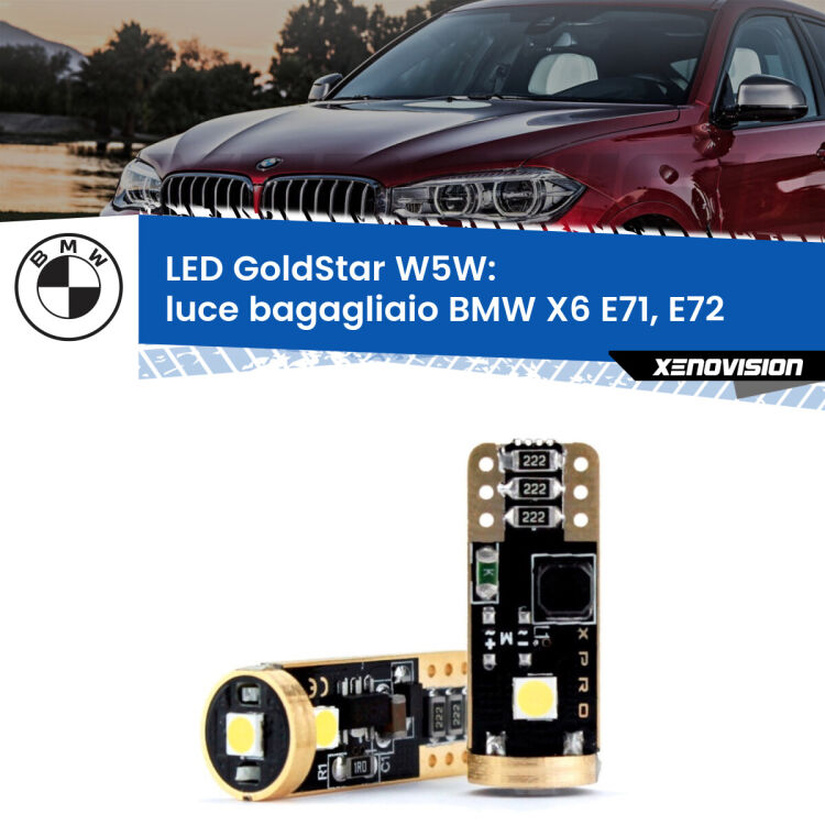 <strong>Luce Bagagliaio LED BMW X6</strong> E71, E72 2008 - 2014: ottima luminosità a 360 gradi. Si inseriscono ovunque. Canbus, Top Quality.