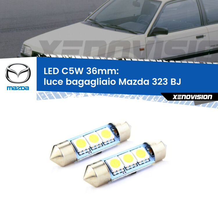 <strong>Luce Bagagliaio LED per Mazda 323</strong> BJ 1998 - 2004. Coppia lampade <strong>C5W</strong> 36mm estremamente longeve.