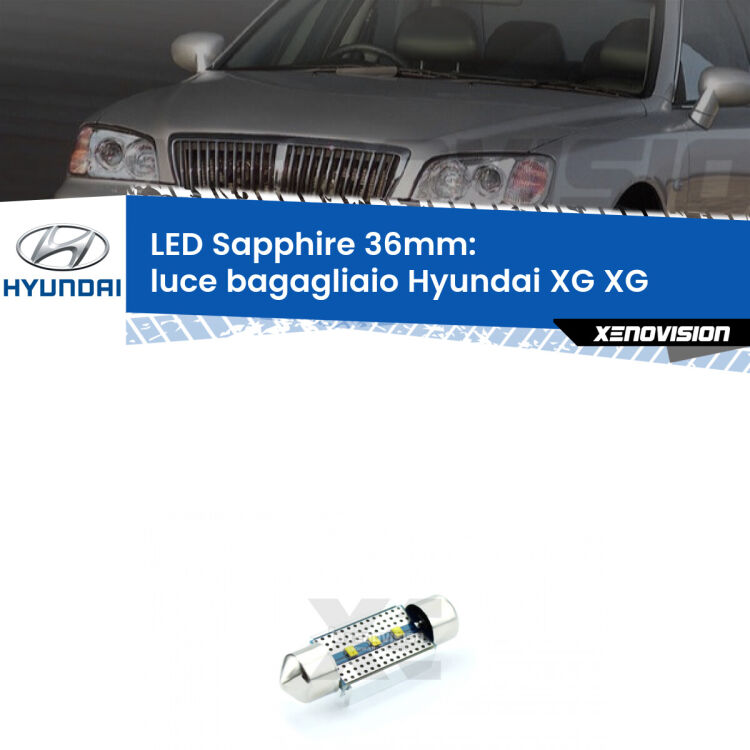 <strong>LED luce bagagliaio 36mm per Hyundai XG</strong> XG 1998 - 2005. Lampadina <strong>c5W</strong> modello Sapphire Xenovision con chip led Philips.