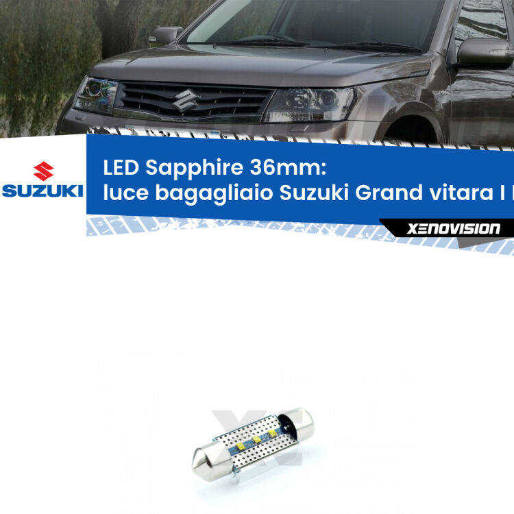 <strong>LED luce bagagliaio 36mm per Suzuki Grand vitara I</strong> FT, HT 1998 - 2006. Lampadina <strong>c5W</strong> modello Sapphire Xenovision con chip led Philips.