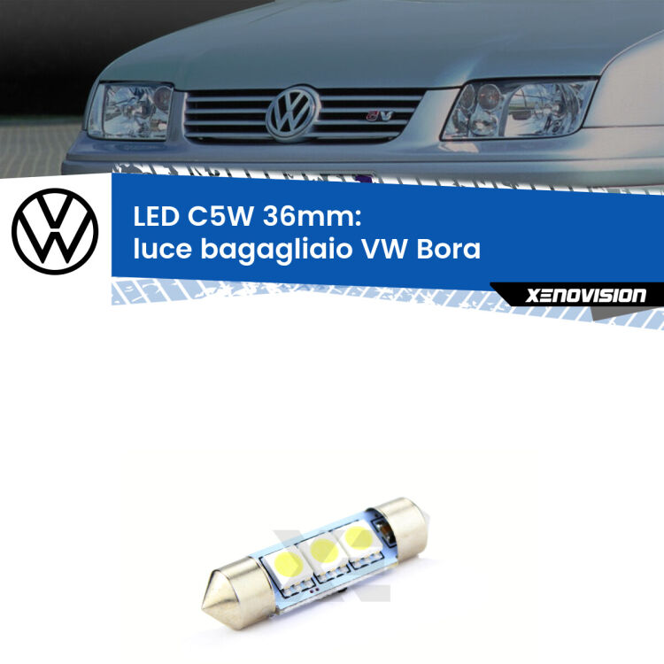 LED Luce Bagagliaio VW Bora  Versione 2. Una lampadina led innesto C5W 36mm canbus estremamente longeva.