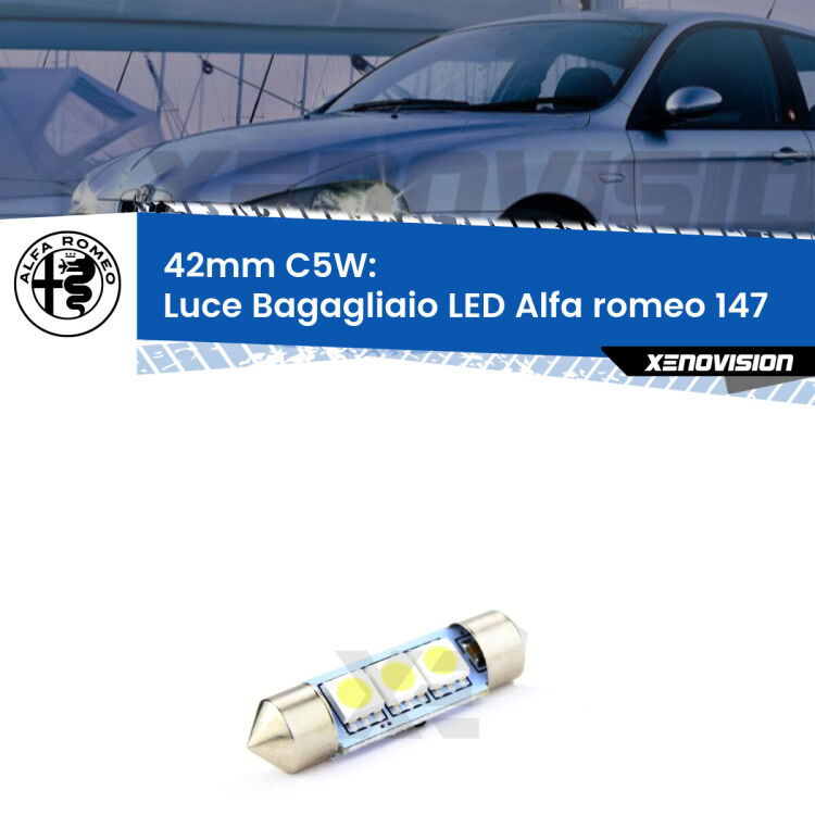 Lampadina eccezionalmente duratura, canbus e luminosa. C5W 42mm perfetto per Luce Bagagliaio LED Alfa romeo 147  2000 - 2010<br />.