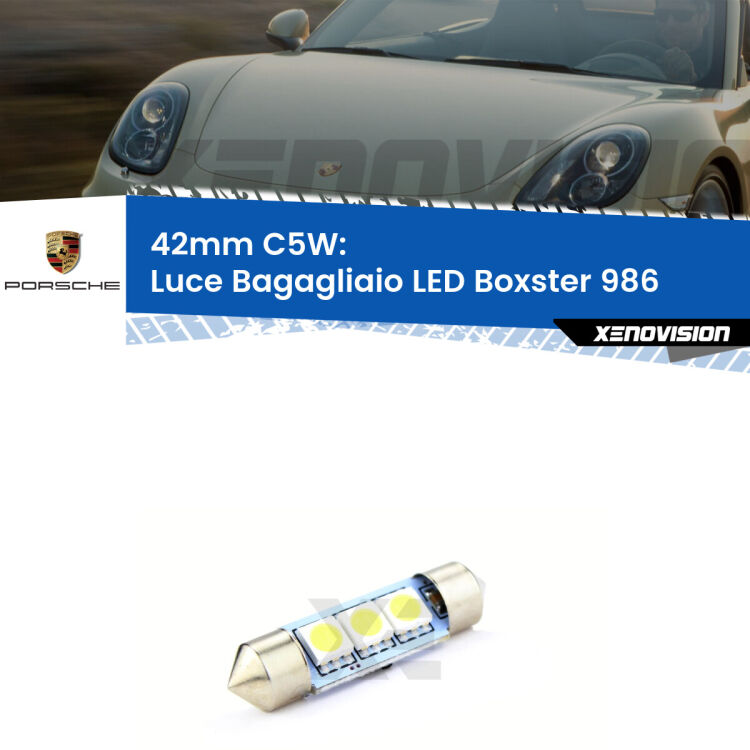 Lampadina eccezionalmente duratura, canbus e luminosa. C5W 42mm perfetto per Luce Bagagliaio LED Porsche Boxster (986) 1996 - 2004<br />.