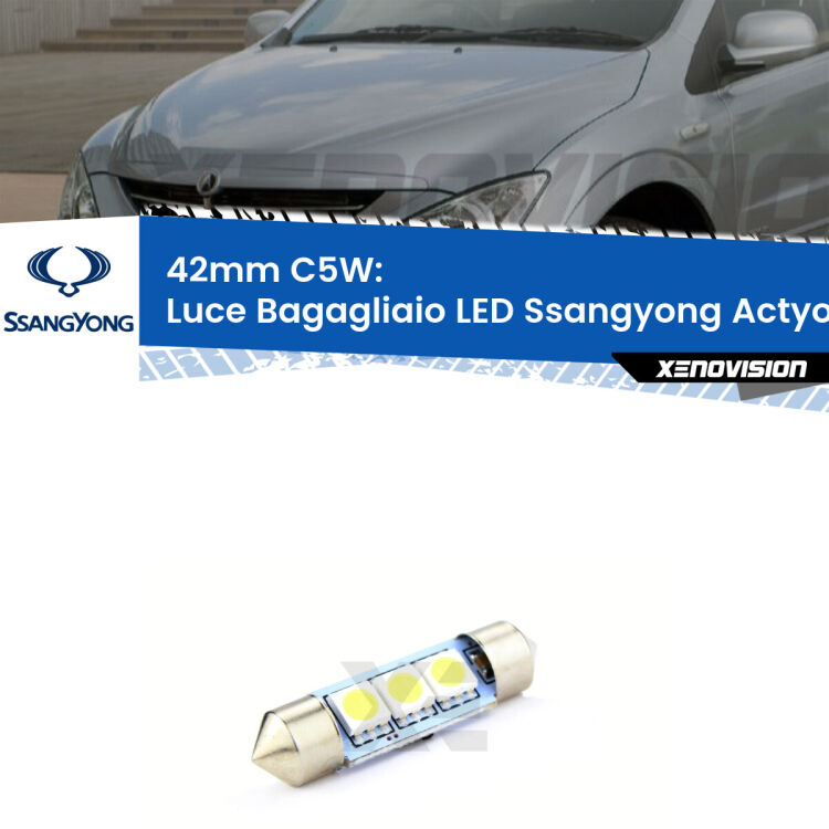 Lampadina eccezionalmente duratura, canbus e luminosa. C5W 42mm perfetto per Luce Bagagliaio LED Ssangyong Actyon  2006 - 2017<br />.