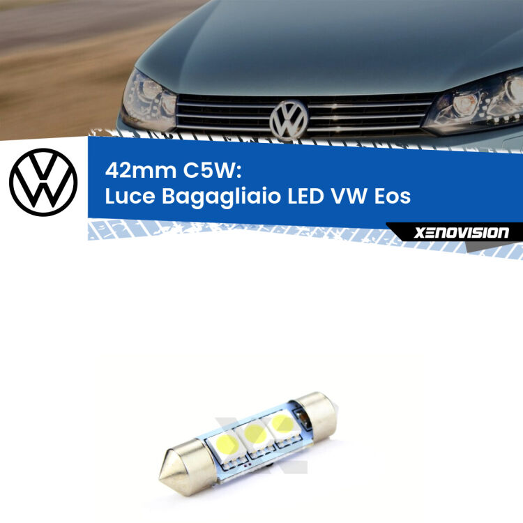 Lampadina eccezionalmente duratura, canbus e luminosa. C5W 42mm perfetto per Luce Bagagliaio LED VW Eos  2006 - 2015<br />.