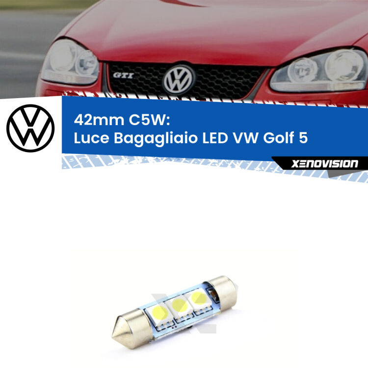 Lampadina eccezionalmente duratura, canbus e luminosa. C5W 42mm perfetto per Luce Bagagliaio LED VW Golf 5  2003 - 2009<br />.