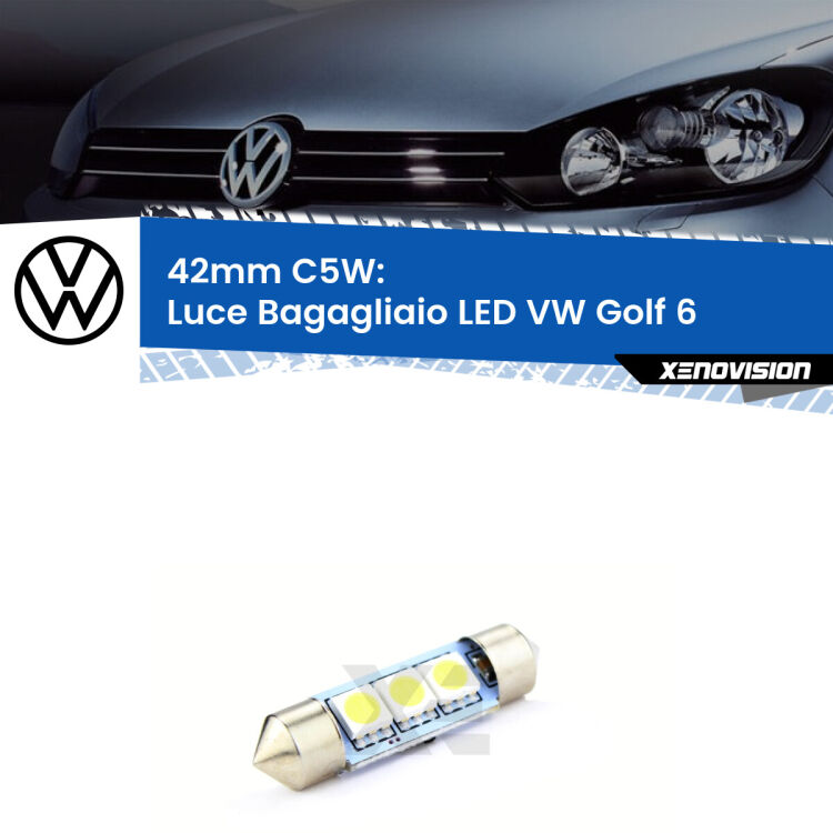 Lampadina eccezionalmente duratura, canbus e luminosa. C5W 42mm perfetto per Luce Bagagliaio LED VW Golf 6  2008 - 2011<br />.