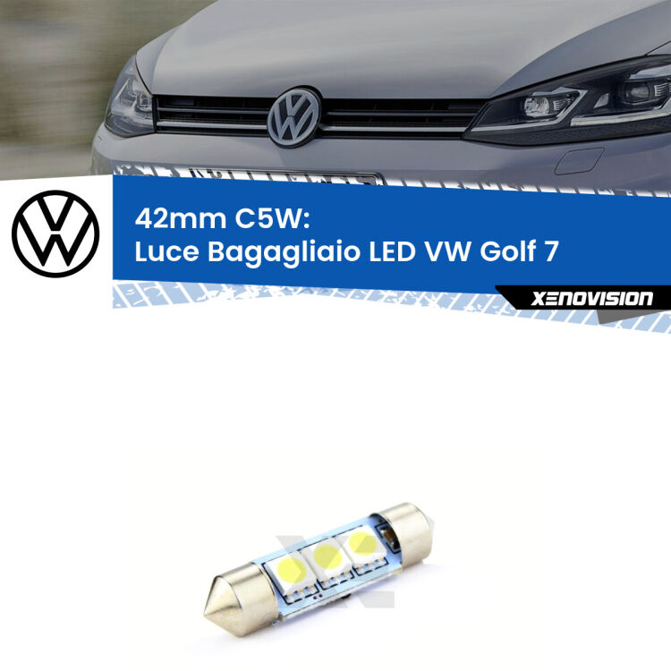 Lampadina eccezionalmente duratura, canbus e luminosa. C5W 42mm perfetto per Luce Bagagliaio LED VW Golf 7  2012 - 2019<br />.