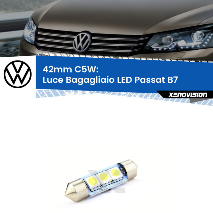 Lampadina eccezionalmente duratura, canbus e luminosa. C5W 42mm perfetto per Luce Bagagliaio LED VW Passat (B7) 2010 - 2014<br />.