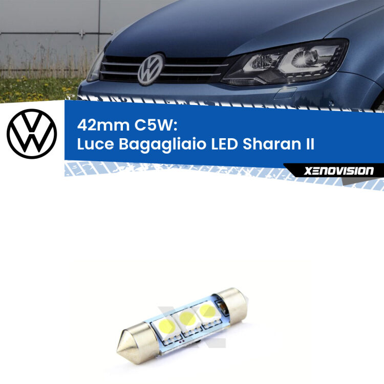 Lampadina eccezionalmente duratura, canbus e luminosa. C5W 42mm perfetto per Luce Bagagliaio LED VW Sharan (II) sul portellone<br />.