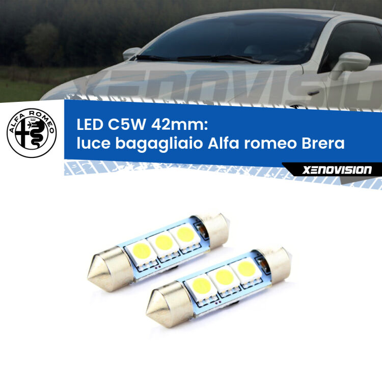 <strong>Luce Bagagliaio LED per Alfa romeo Brera</strong>  2006 - 2010. Coppia lampade <strong>C5W</strong> 42mm estremamente longeve.