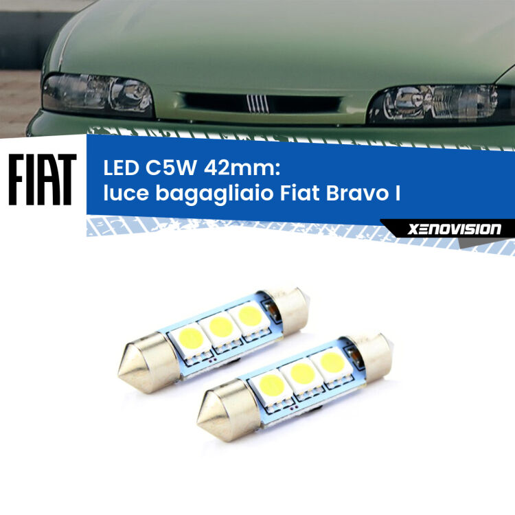 <strong>Luce Bagagliaio LED per Fiat Bravo I</strong>  1995 - 2001. Coppia lampade <strong>C5W</strong> 42mm estremamente longeve.