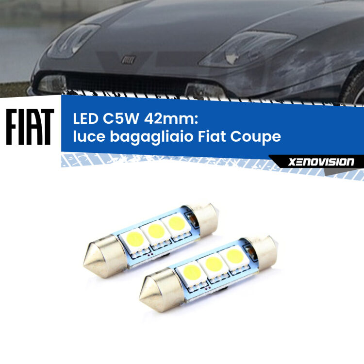 <strong>Luce Bagagliaio LED per Fiat Coupe</strong>  1993 - 2000. Coppia lampade <strong>C5W</strong> 42mm estremamente longeve.