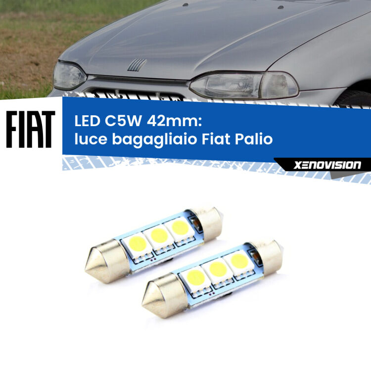 <strong>Luce Bagagliaio LED per Fiat Palio</strong>  1996 - 2003. Coppia lampade <strong>C5W</strong> 42mm estremamente longeve.