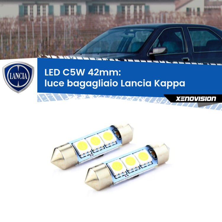 <strong>Luce Bagagliaio LED per Lancia Kappa</strong>  1994 - 2001. Coppia lampade <strong>C5W</strong> 42mm estremamente longeve.