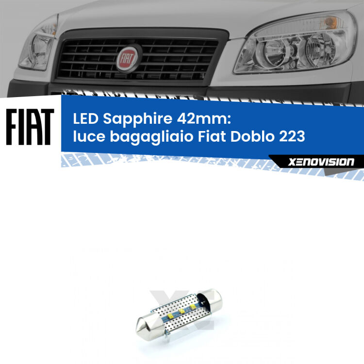 <strong>LED luce bagagliaio 42mm per Fiat Doblo</strong> 223 2000 - 2010. Lampade <strong>c5W</strong> modello Sapphire Xenovision con chip led Philips.