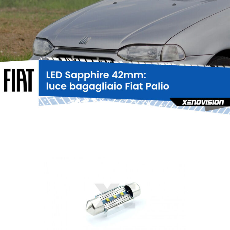 <strong>LED luce bagagliaio 42mm per Fiat Palio</strong>  1996 - 2003. Lampade <strong>c5W</strong> modello Sapphire Xenovision con chip led Philips.