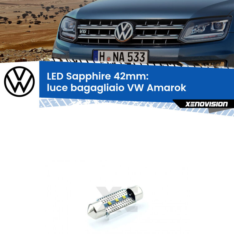 <strong>LED luce bagagliaio 42mm per VW Amarok</strong>  2010 - 2016. Lampade <strong>c5W</strong> modello Sapphire Xenovision con chip led Philips.