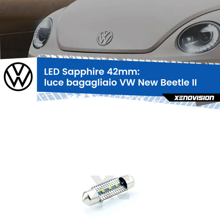 <strong>LED luce bagagliaio 42mm per VW New Beetle</strong> II 2011 - 2019. Lampade <strong>c5W</strong> modello Sapphire Xenovision con chip led Philips.