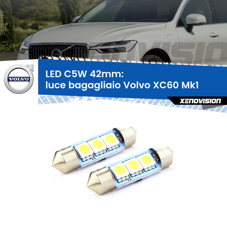 <strong>Luce Bagagliaio LED per Volvo XC60</strong> Mk1 2008 - 2016. Coppia lampade <strong>C5W</strong> 42mm estremamente longeve.