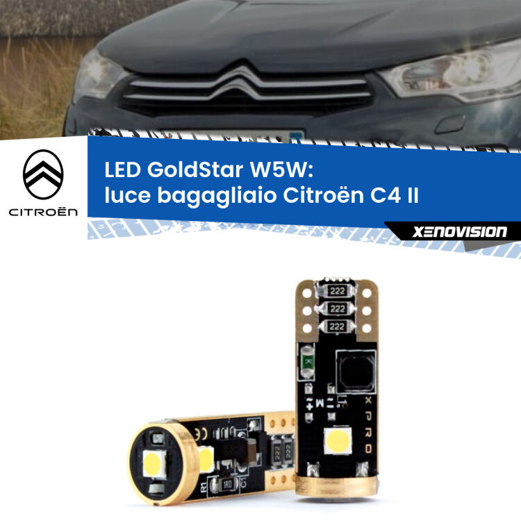 <strong>Luce Bagagliaio LED Citroën C4</strong> II 2009 - 2016: ottima luminosità a 360 gradi. Si inseriscono ovunque. Canbus, Top Quality.