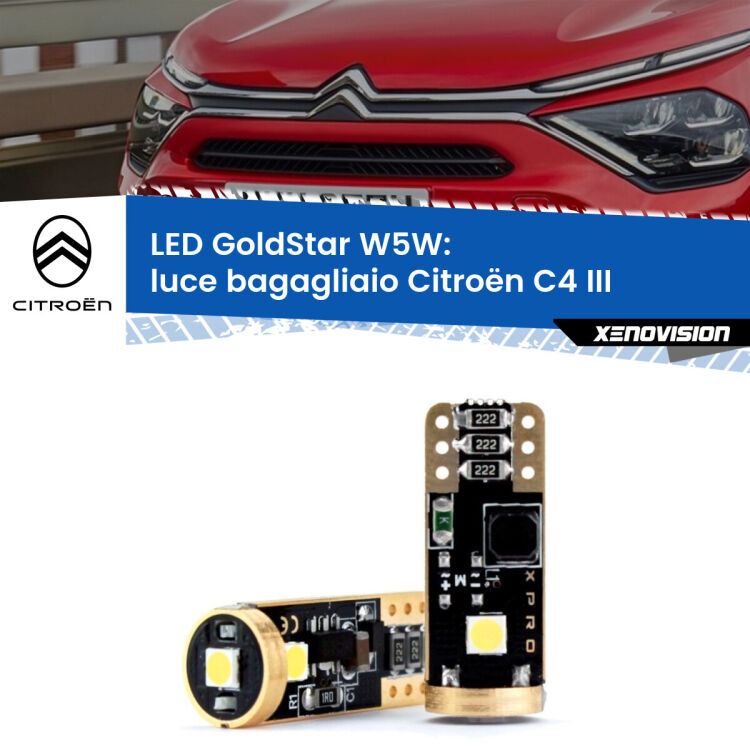 <strong>Luce Bagagliaio LED Citroën C4</strong> III 2020 in poi: ottima luminosità a 360 gradi. Si inseriscono ovunque. Canbus, Top Quality.