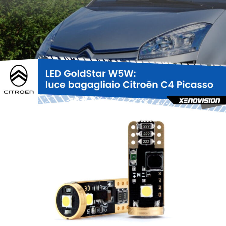 <strong>Luce Bagagliaio LED Citroën C4 Picasso</strong>  2006 - 2013: ottima luminosità a 360 gradi. Si inseriscono ovunque. Canbus, Top Quality.