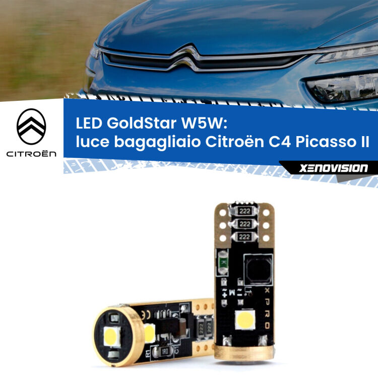 <strong>Luce Bagagliaio LED Citroën C4 Picasso</strong> II 2013 in poi: ottima luminosità a 360 gradi. Si inseriscono ovunque. Canbus, Top Quality.