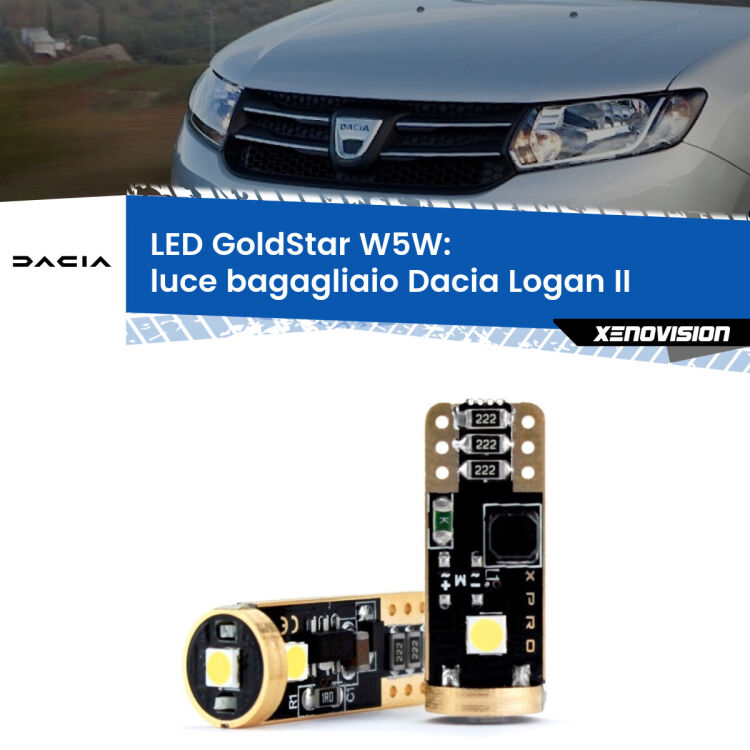 <strong>Luce Bagagliaio LED Dacia Logan</strong> II 2012 in poi: ottima luminosità a 360 gradi. Si inseriscono ovunque. Canbus, Top Quality.