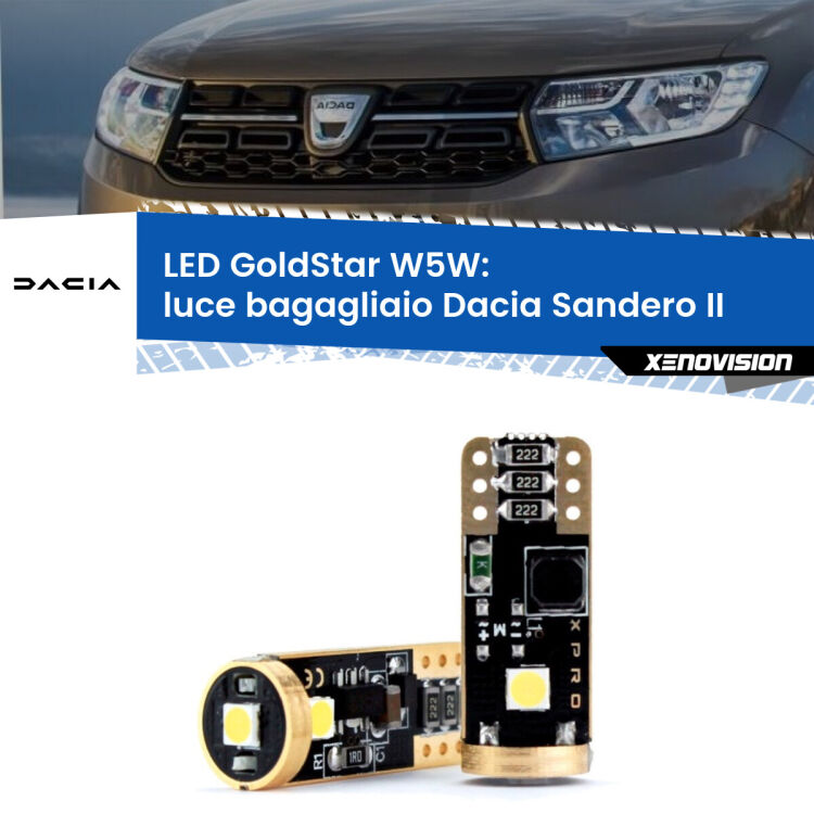 <strong>Luce Bagagliaio LED Dacia Sandero II</strong>  2012 in poi: ottima luminosità a 360 gradi. Si inseriscono ovunque. Canbus, Top Quality.