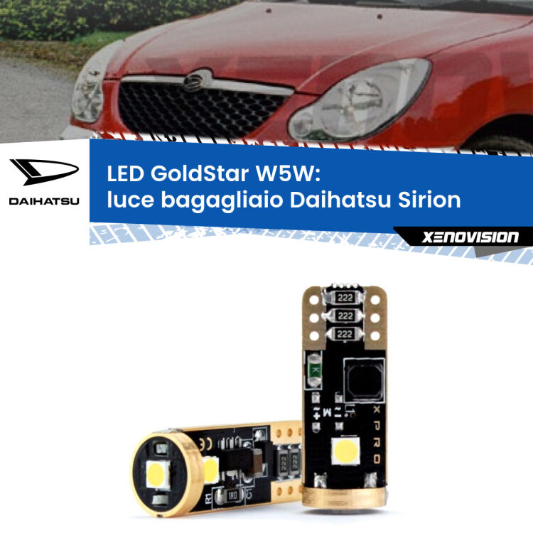 <strong>Luce Bagagliaio LED Daihatsu Sirion</strong>  2005 - 2008: ottima luminosità a 360 gradi. Si inseriscono ovunque. Canbus, Top Quality.