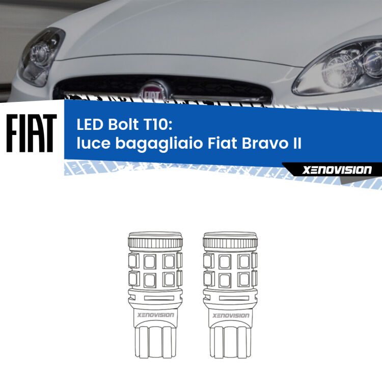 <strong>Luce Bagagliaio LED per Fiat Bravo II</strong>  2006 - 2014. Coppia lampade <strong>T10</strong> modello Bolt canbus.