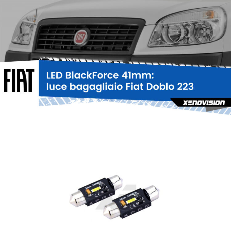 <strong>LED luce bagagliaio 41mm per Fiat Doblo</strong> 223 2000 - 2010. Coppia lampadine <strong>C5W</strong>modello BlackForce Xenovision.