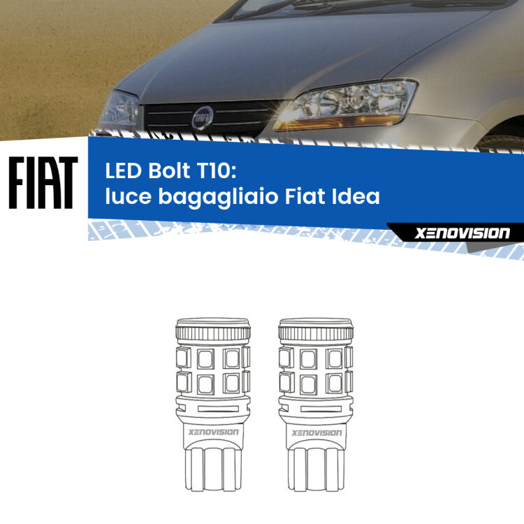 <strong>Luce Bagagliaio LED per Fiat Idea</strong>  2003 - 2015. Coppia lampade <strong>T10</strong> modello Bolt canbus.