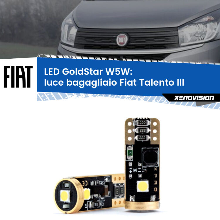 <strong>Luce Bagagliaio LED Fiat Talento</strong> III 2016 - 2020: ottima luminosità a 360 gradi. Si inseriscono ovunque. Canbus, Top Quality.