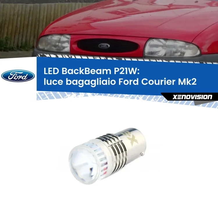 <strong>Luce Bagagliaio LED per Ford Courier</strong> Mk2 1996 - 2003. Lampada <strong>P21W</strong> canbus. Illumina a giorno con questo straordinario cannone LED a luminosità estrema.