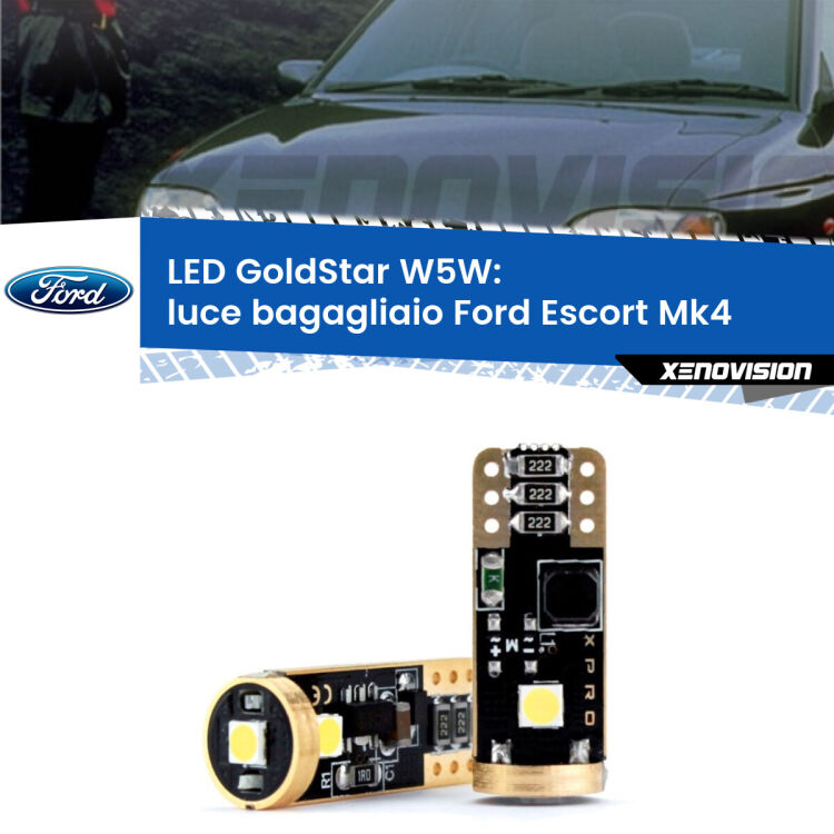 <strong>Luce Bagagliaio LED Ford Escort</strong> Mk4 1990 - 2000: ottima luminosità a 360 gradi. Si inseriscono ovunque. Canbus, Top Quality.