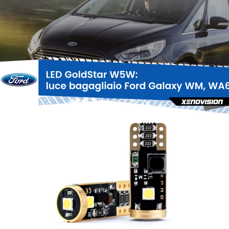 <strong>Luce Bagagliaio LED Ford Galaxy</strong> WM, WA6 2006 - 2015: ottima luminosità a 360 gradi. Si inseriscono ovunque. Canbus, Top Quality.