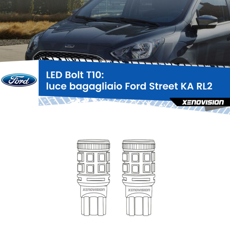 <strong>Luce Bagagliaio LED per Ford Street KA</strong> RL2 2003 - 2005. Coppia lampade <strong>T10</strong> modello Bolt canbus.