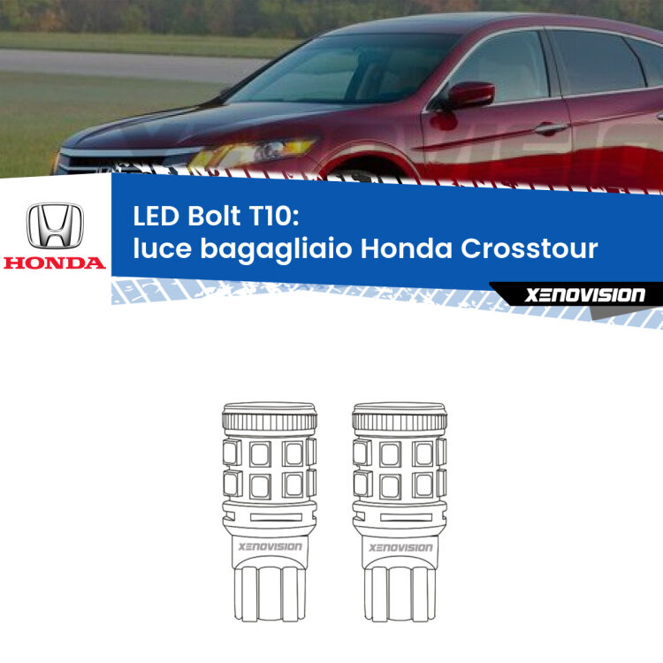 <strong>Luce Bagagliaio LED per Honda Crosstour</strong>  2010 - 2015. Coppia lampade <strong>T10</strong> modello Bolt canbus.