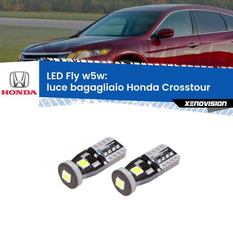 <strong>luce bagagliaio LED per Honda Crosstour</strong>  2010 - 2015. Coppia lampadine <strong>w5w</strong> Canbus compatte modello Fly Xenovision.