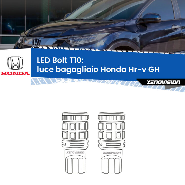 <strong>Luce Bagagliaio LED per Honda Hr-v</strong> GH 1998 - 2012. Coppia lampade <strong>T10</strong> modello Bolt canbus.