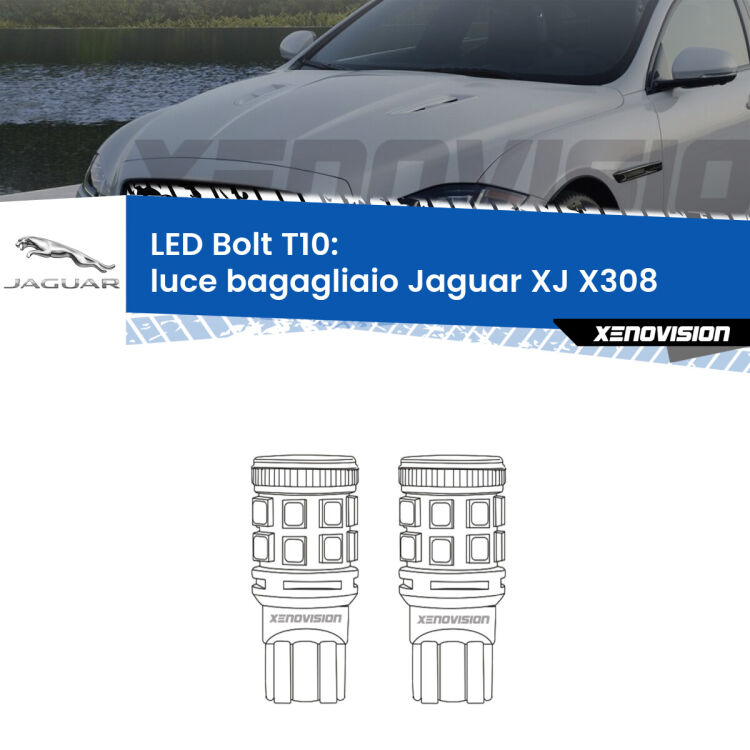 <strong>Luce Bagagliaio LED per Jaguar XJ</strong> X308 1997 - 2003. Coppia lampade <strong>T10</strong> modello Bolt canbus.