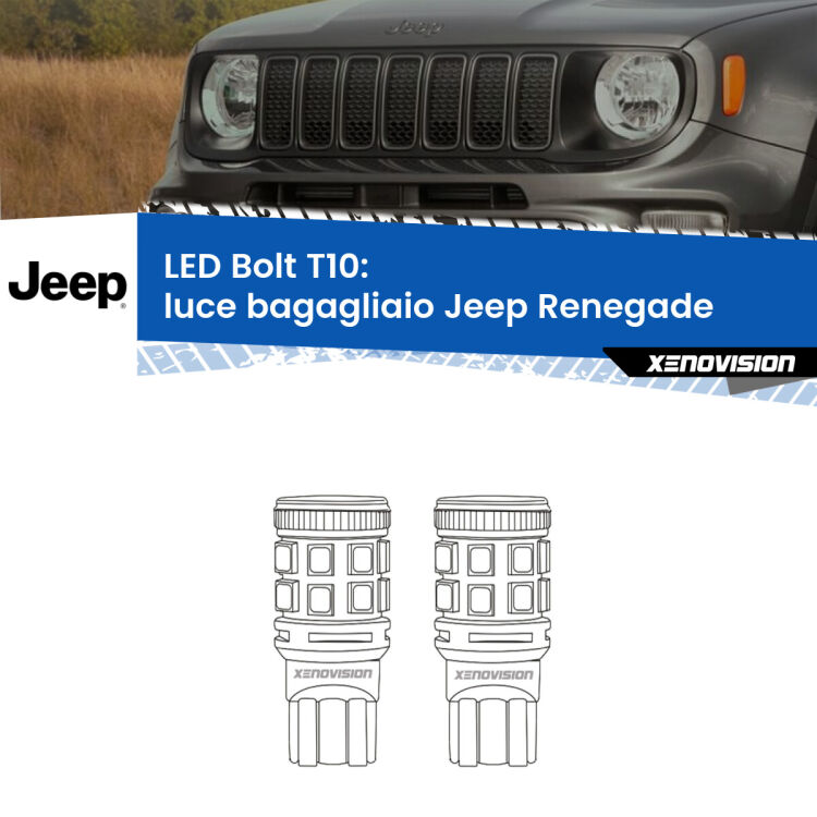 <strong>Luce Bagagliaio LED per Jeep Renegade</strong>  2014 in poi. Coppia lampade <strong>T10</strong> modello Bolt canbus.