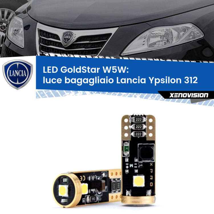 <strong>Luce Bagagliaio LED Lancia Ypsilon</strong> 312 2011 in poi: ottima luminosità a 360 gradi. Si inseriscono ovunque. Canbus, Top Quality.