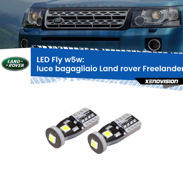 <strong>luce bagagliaio LED per Land rover Freelander 2</strong> L359 2006 - 2014. Coppia lampadine <strong>w5w</strong> Canbus compatte modello Fly Xenovision.