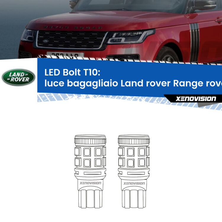 <strong>Luce Bagagliaio LED per Land rover Range rover III</strong> L322 2002 - 2012. Coppia lampade <strong>T10</strong> modello Bolt canbus.