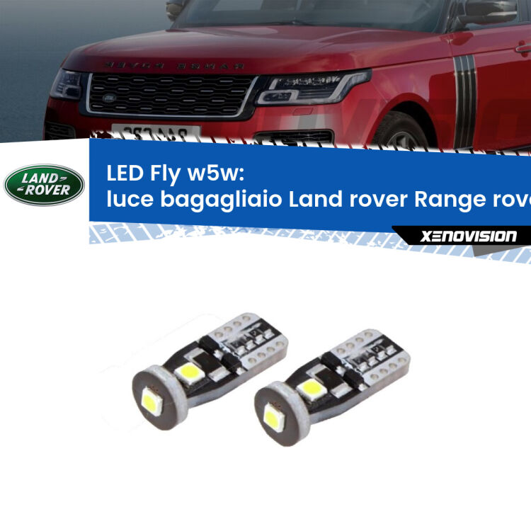 <strong>luce bagagliaio LED per Land rover Range rover III</strong> L322 2002 - 2012. Coppia lampadine <strong>w5w</strong> Canbus compatte modello Fly Xenovision.