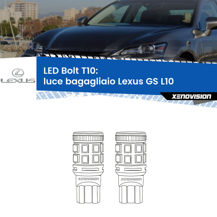 <strong>Luce Bagagliaio LED per Lexus GS</strong> L10 2011 in poi. Coppia lampade <strong>T10</strong> modello Bolt canbus.